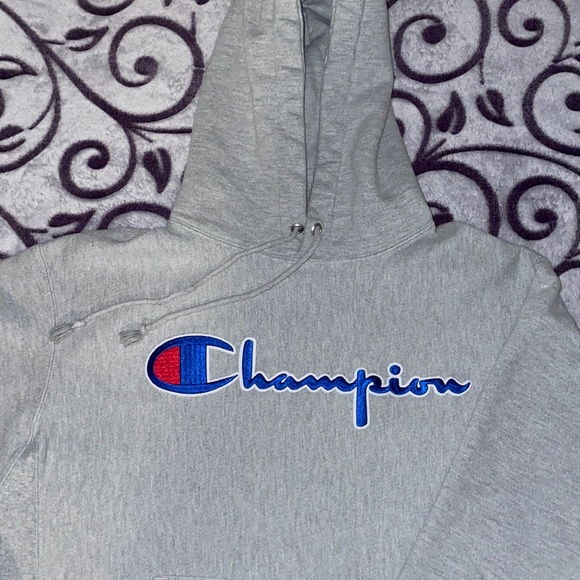 Large Mens Champion Hoodie Reverse Weave Grey - Picture 5 of 7
